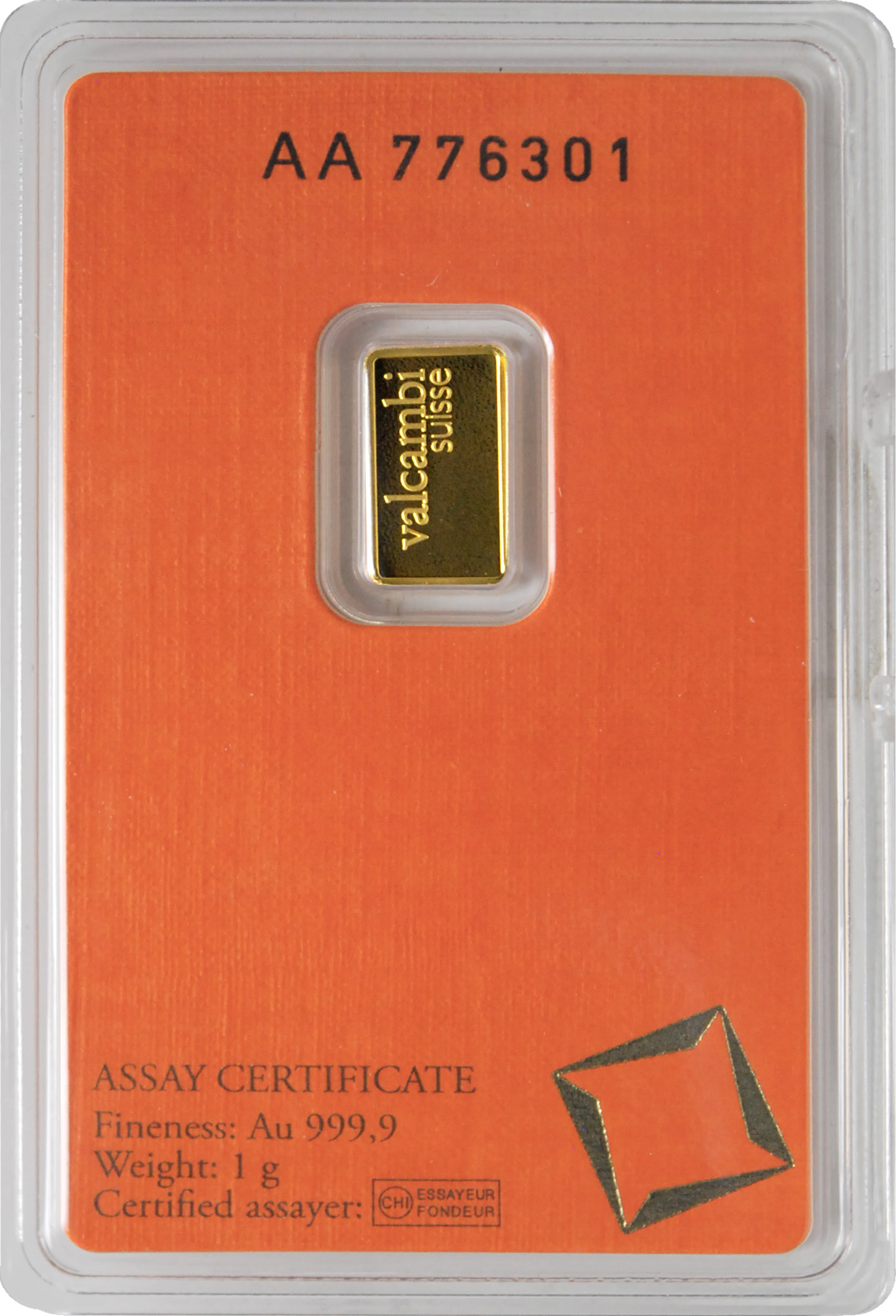 One gram Valcambi gold bar